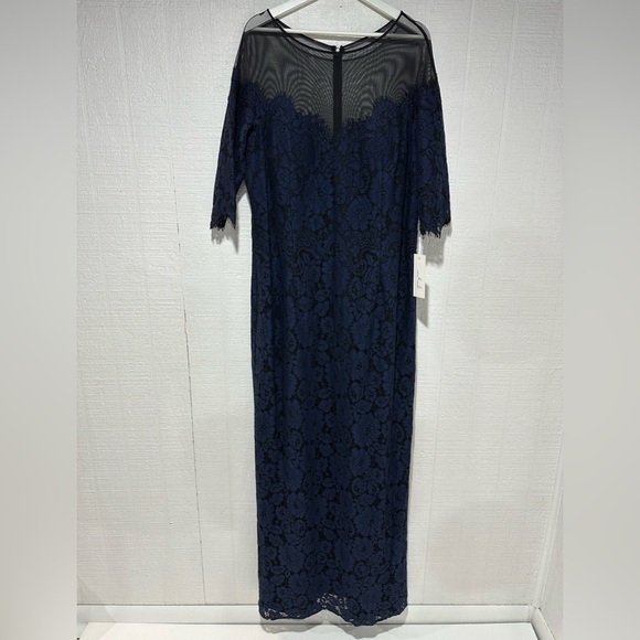 NWT Tery Jon by Ricky freeman  lace formal gown navy blue size 20 - Picture 1 of 14
